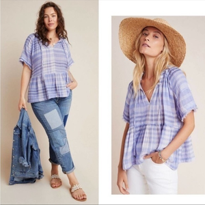 NWT Anthropologie Pilcro Bette Blouse Lilac white size XS‎